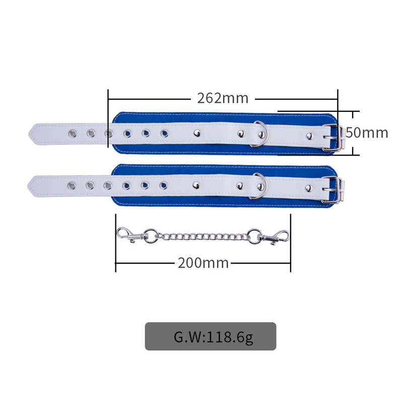 Weiche, verstellbare blaue und wei&szlig;e Handschellen SM-Bondage-Fesseln-Set