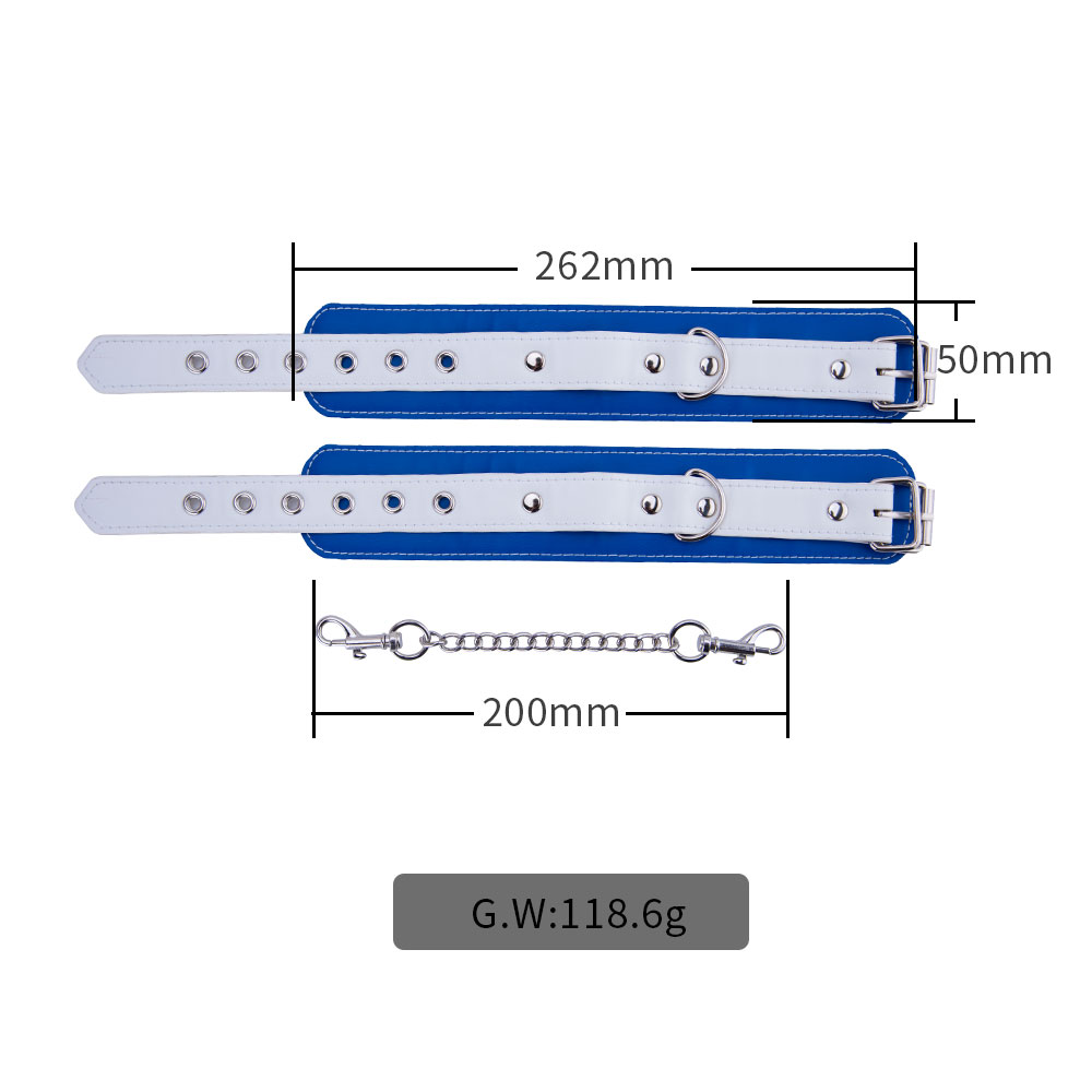Weiche, verstellbare blaue und wei&szlig;e Handschellen SM-Bondage-Fesseln-Set