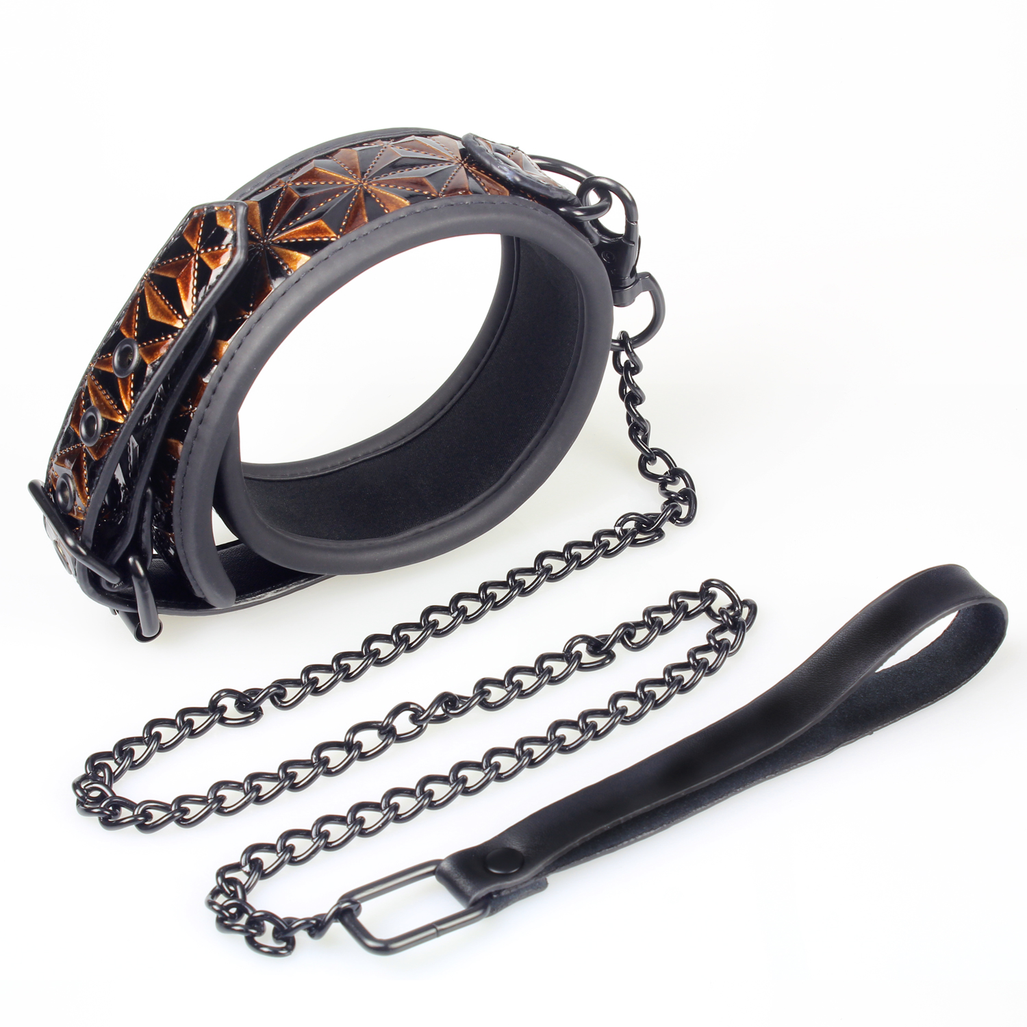 7PSC Orange Diamond Pattern Bondage Kit, een 7-delige set ontworpen om koppels de meest levendige fetisjfantasie&euml;n te ontketenen
