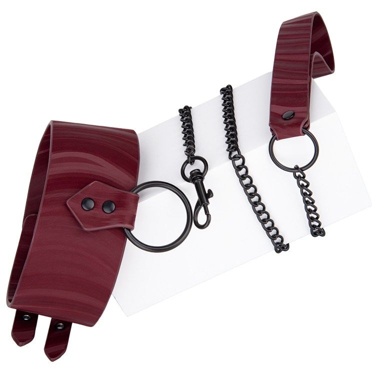 Collare per bondage in pelle PU con fiamma pi&ugrave; venduto Collare per collo di ritenuta per giochi BDSM per coppie