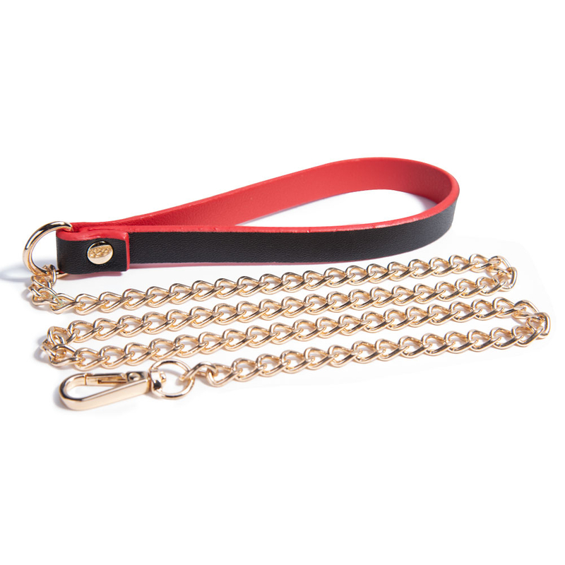 Luxe rode halsband met riem en bel voor seksspelletjes voor volwassenen