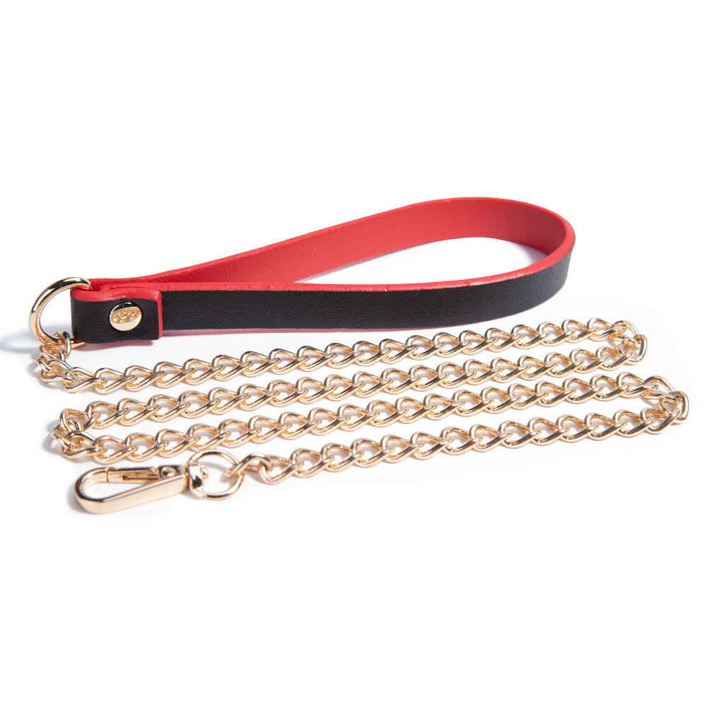 Luxe rode halsband met riem en bel voor seksspelletjes voor volwassenen