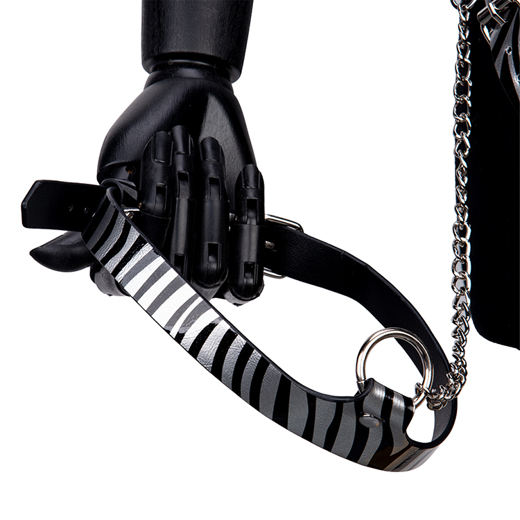 Set di bondage fetish con stampa zebrata Reggiseno con imbracatura per bondage al seno e gioco di fantasia con schiavo SM Dispositivo BDSM per adulti