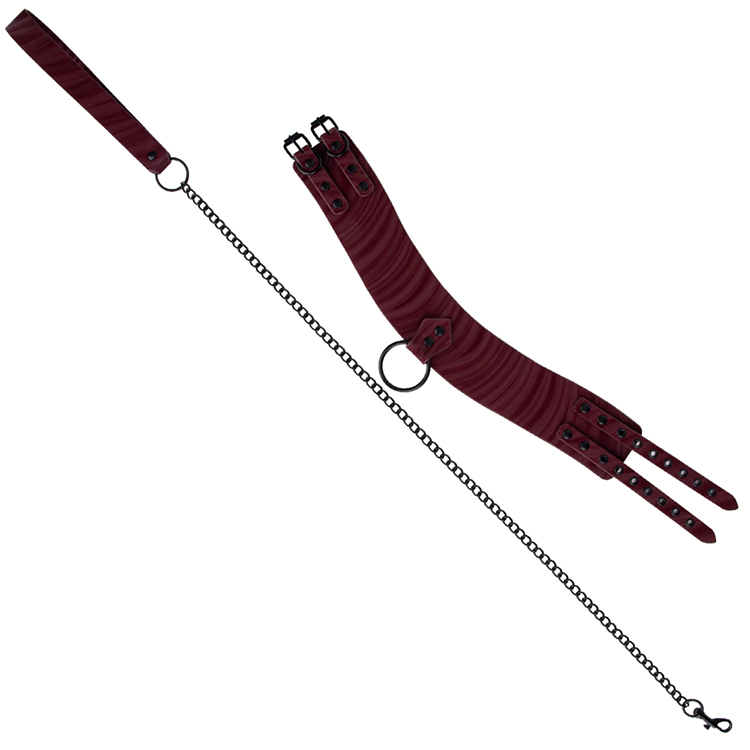 Collare per bondage in pelle PU con fiamma pi&ugrave; venduto Collare per collo di ritenuta per giochi BDSM per coppie