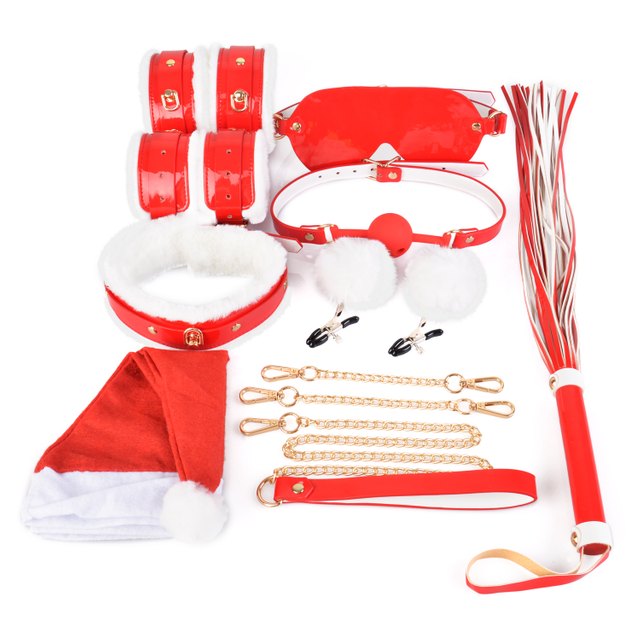 8-delige kerst-BDSM-bondageset lederen set 
