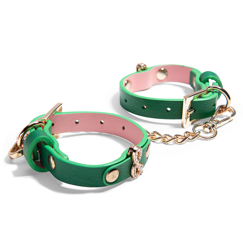Weiche, verstellbare gr&uuml;ne Handschellen, SM-Bondage-Fesseln-Set