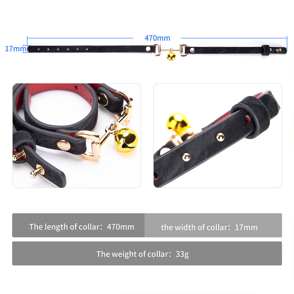 Trendy Little Bell Tame Schwarzes PU-Leder-Eisenhalsband mit verstellbarer Schnalle Gothic-BDSM-Bondage-Halskette f&uuml;r Paare