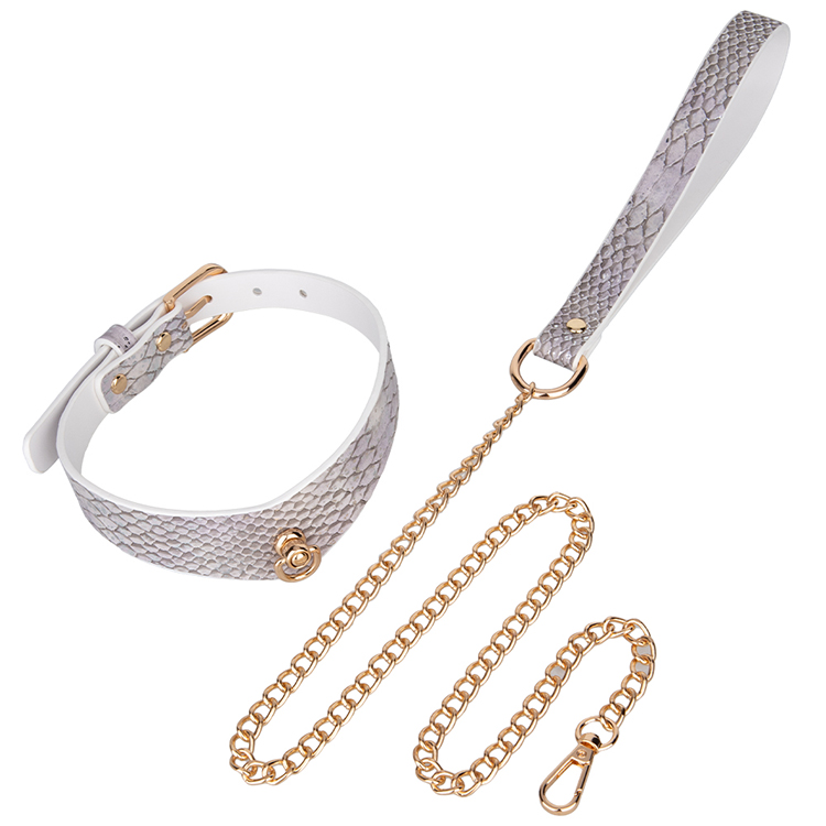 Top-Bondage-Halsband aus PU-Leder mit Schlangenmuster, Fesselhalsband f&uuml;r die Erkundung von BDSM durch Paare