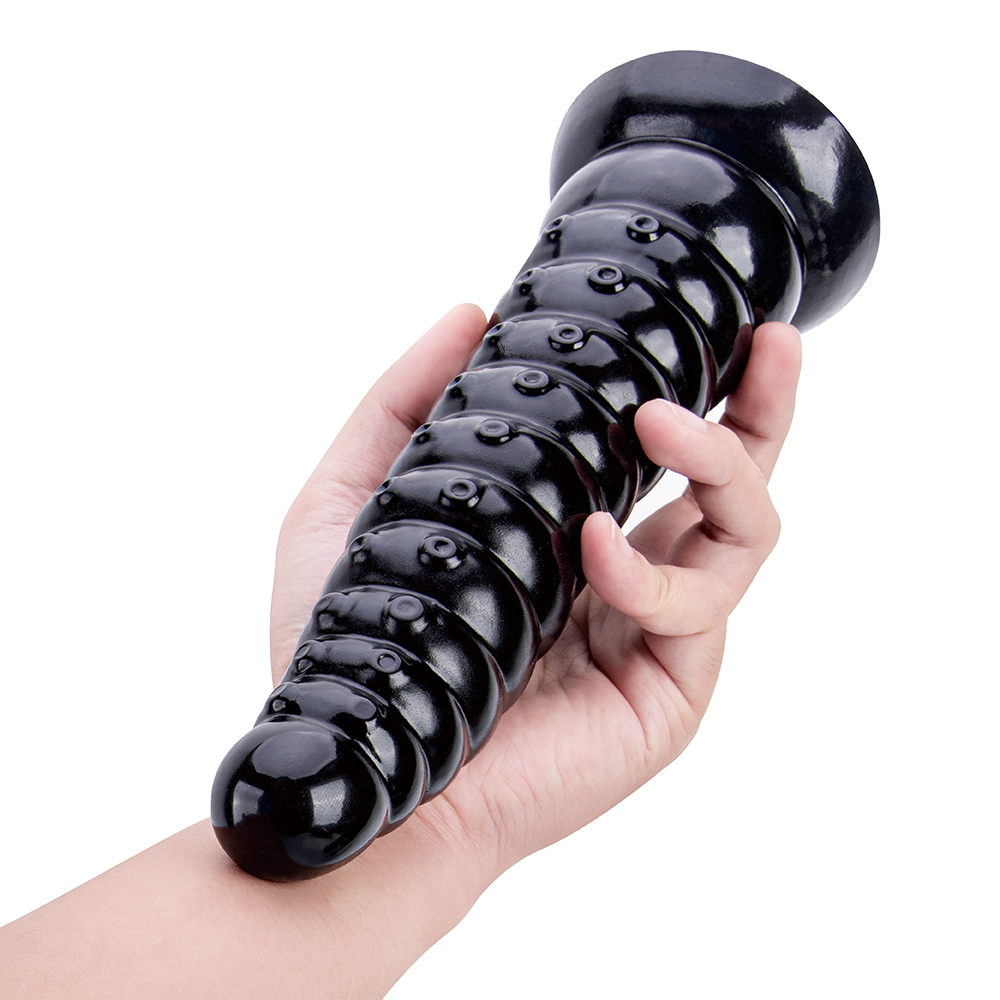 Extra grote zwarte PVC-vuistdildo met kralen Enorme prostaatstimulator voor koppels