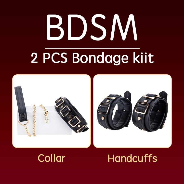 2-delige SM-bondageset van PU-leer, erotisch bevestigingsspeelgoed, inclusief flirtende handboeien en halsband voor BDSM-spel voor volwassenen