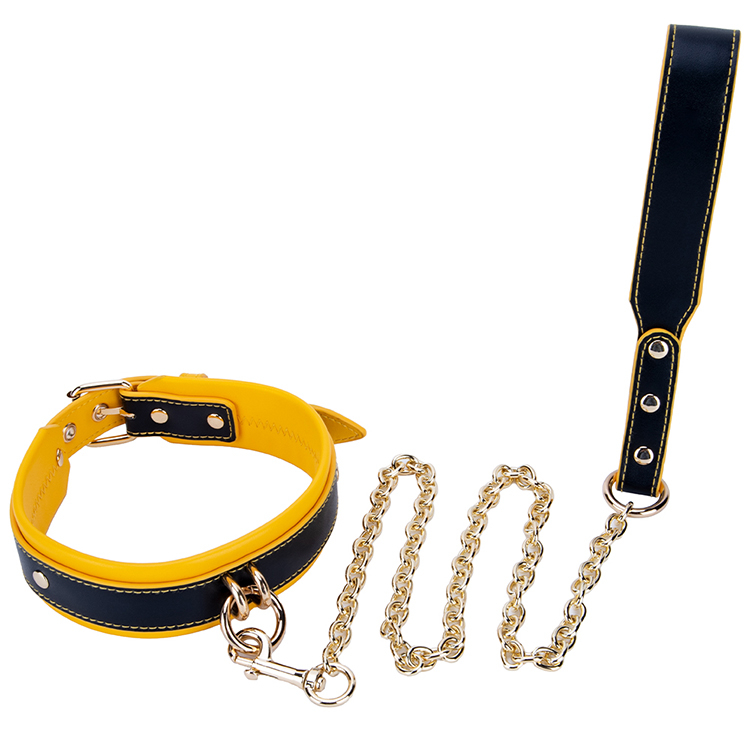 Kit bondage BDSM SM giallo e nero da 2 pezzi per adulti Set girocollo e manette per giochi di coppia sexy e giochi fetish bondage
