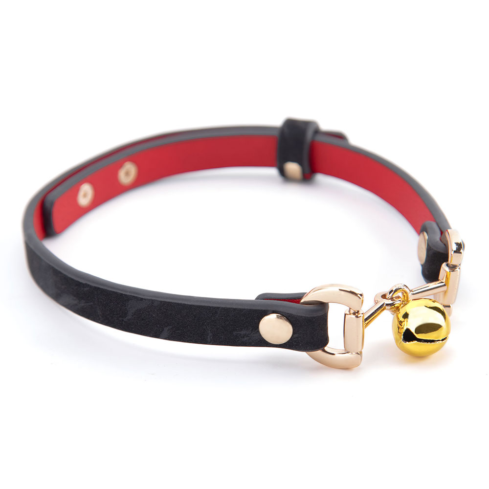 Trendy Little Bell Tame Schwarzes PU-Leder-Eisenhalsband mit verstellbarer Schnalle Gothic-BDSM-Bondage-Halskette f&uuml;r Paare