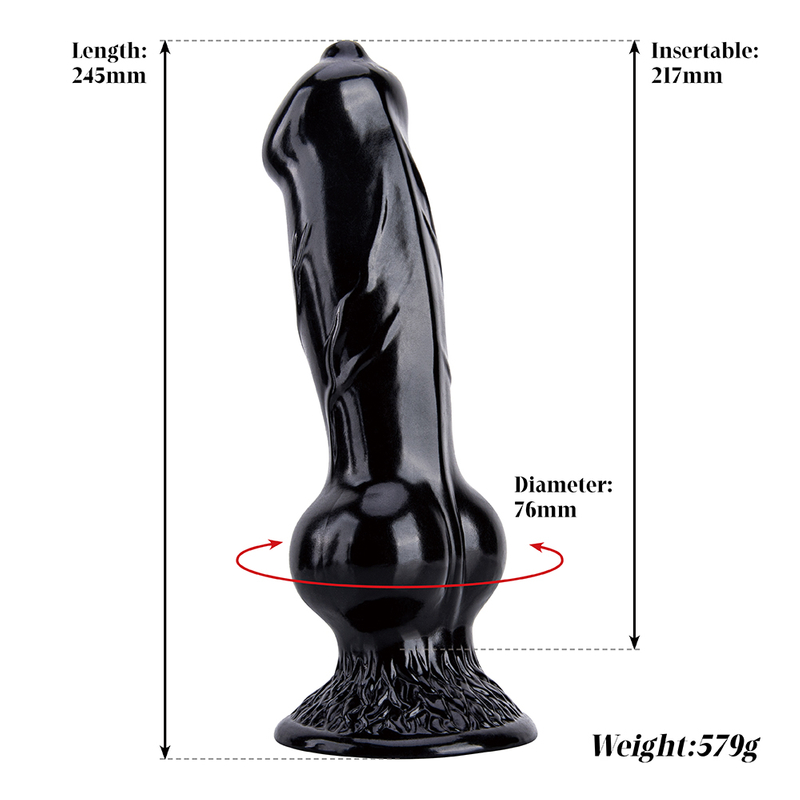 Grande dildo gigante nero realistico con nodo per sesso femminile in PVC con animali