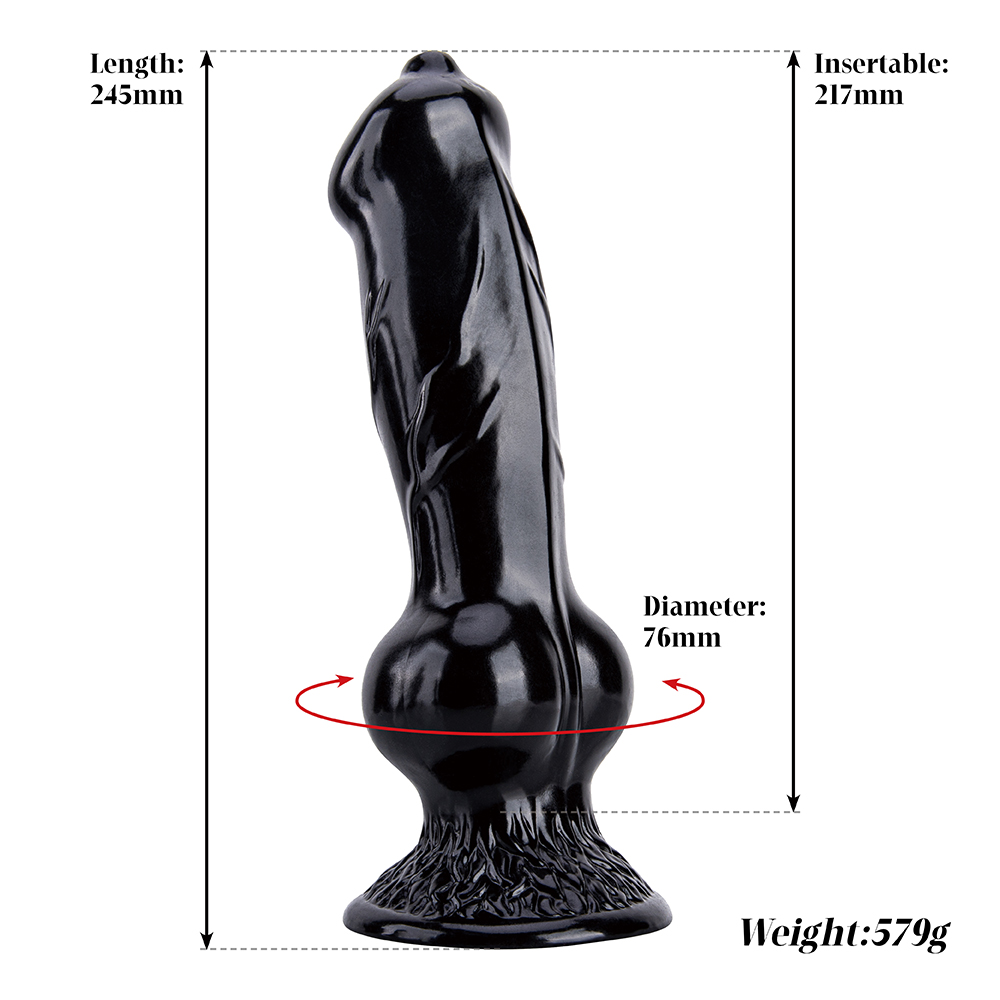 Grande dildo gigante nero realistico con nodo per sesso femminile in PVC con animali