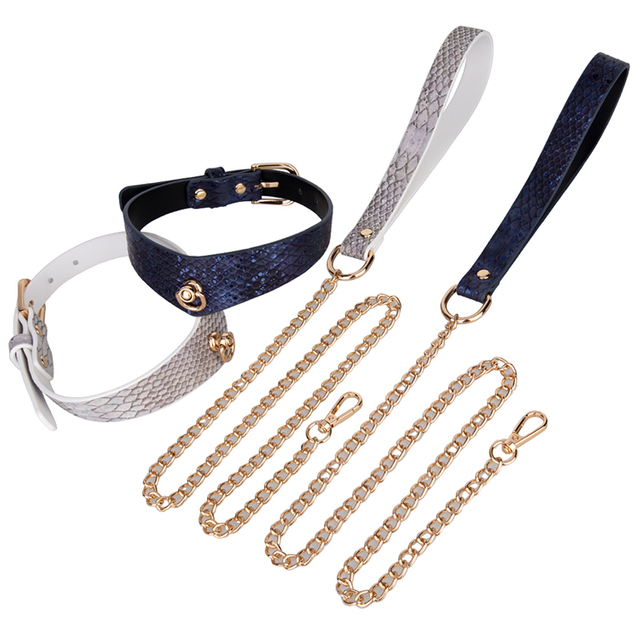 Collare bondage in pelle PU con motivo serpente superiore Collare per collo di contenimento per l'esplorazione BDSM delle coppie