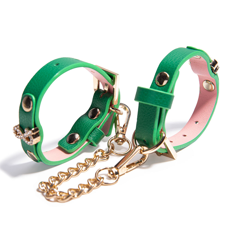 Weiche, verstellbare gr&uuml;ne Handschellen, SM-Bondage-Fesseln-Set