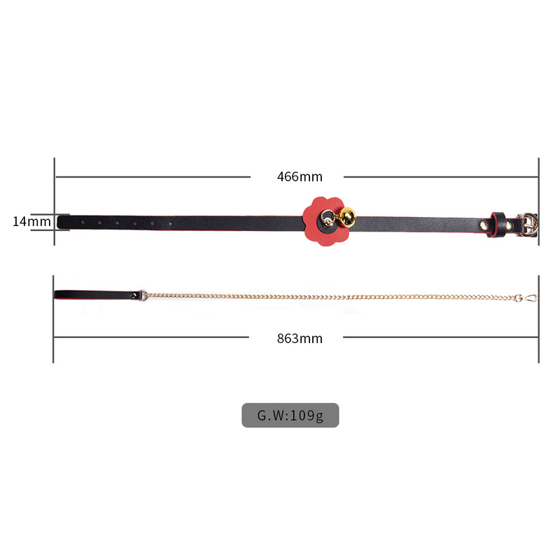 Luxe rode halsband met riem en bel voor seksspelletjes voor volwassenen