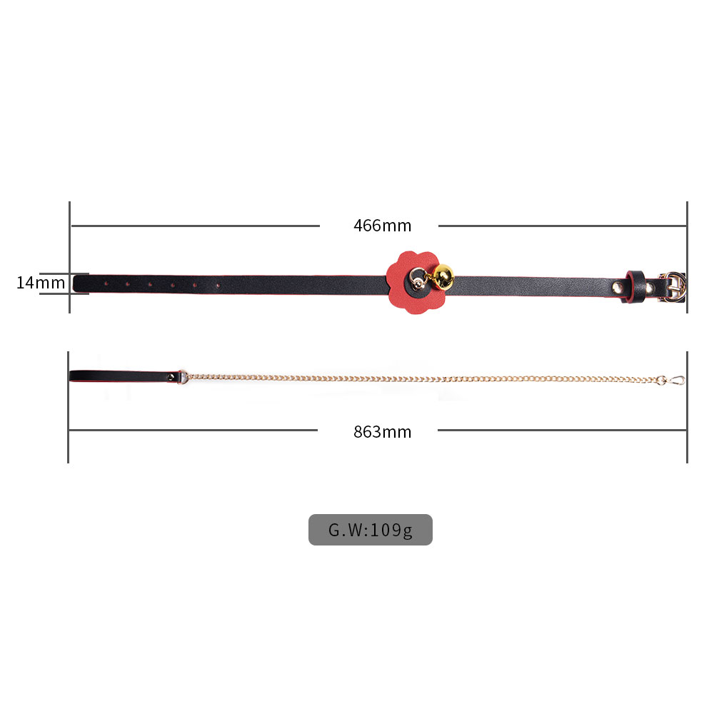 Luxe rode halsband met riem en bel voor seksspelletjes voor volwassenen