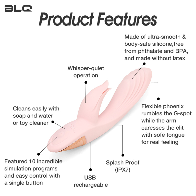 Tonglikkende Rabbit-vibrators met meerdere snelheden