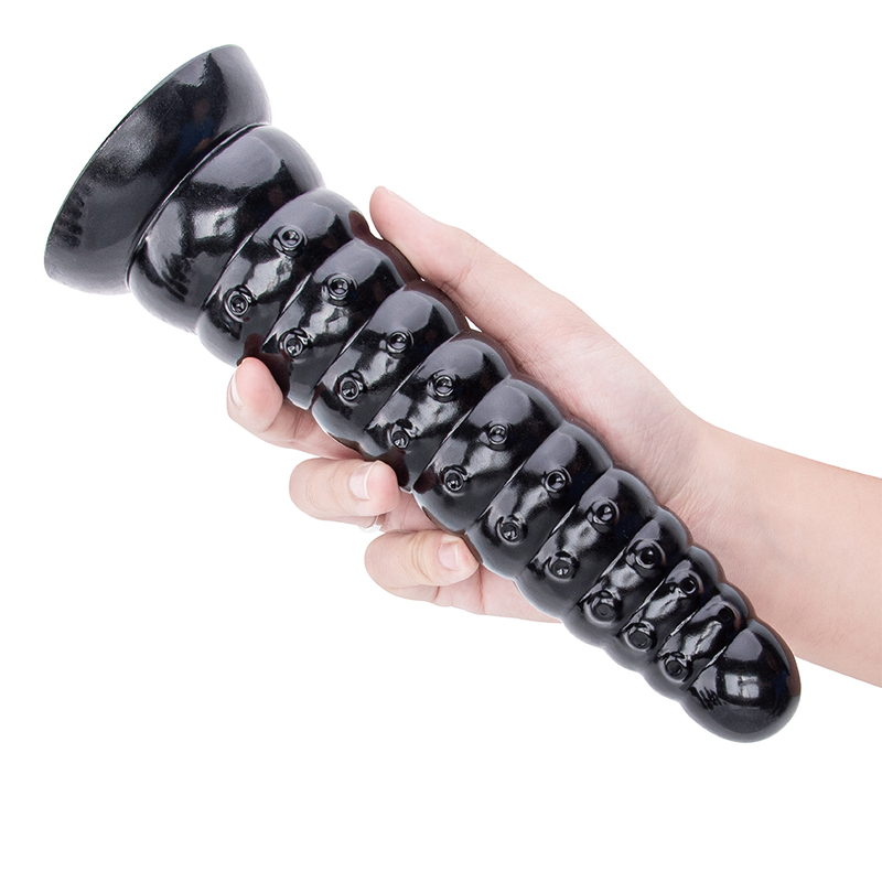Extra grote zwarte PVC-vuistdildo met kralen Enorme prostaatstimulator voor koppels