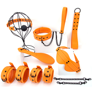 7-teiliges Bdsm-Bondage-Set aus orangefarbenem K&uuml;rbis-Samt zum Fabrikpreis 