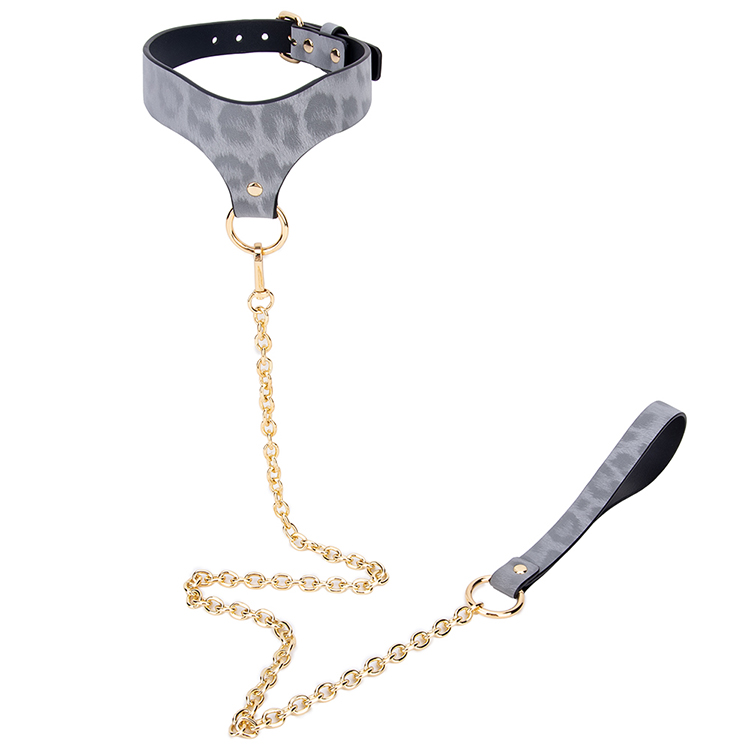 Collare SM di lusso in pelle PU reale con fodera in neoprene e guinzaglio a catena in metallo: morbido equipaggiamento BDSM per il gioco di ruolo da schiavo