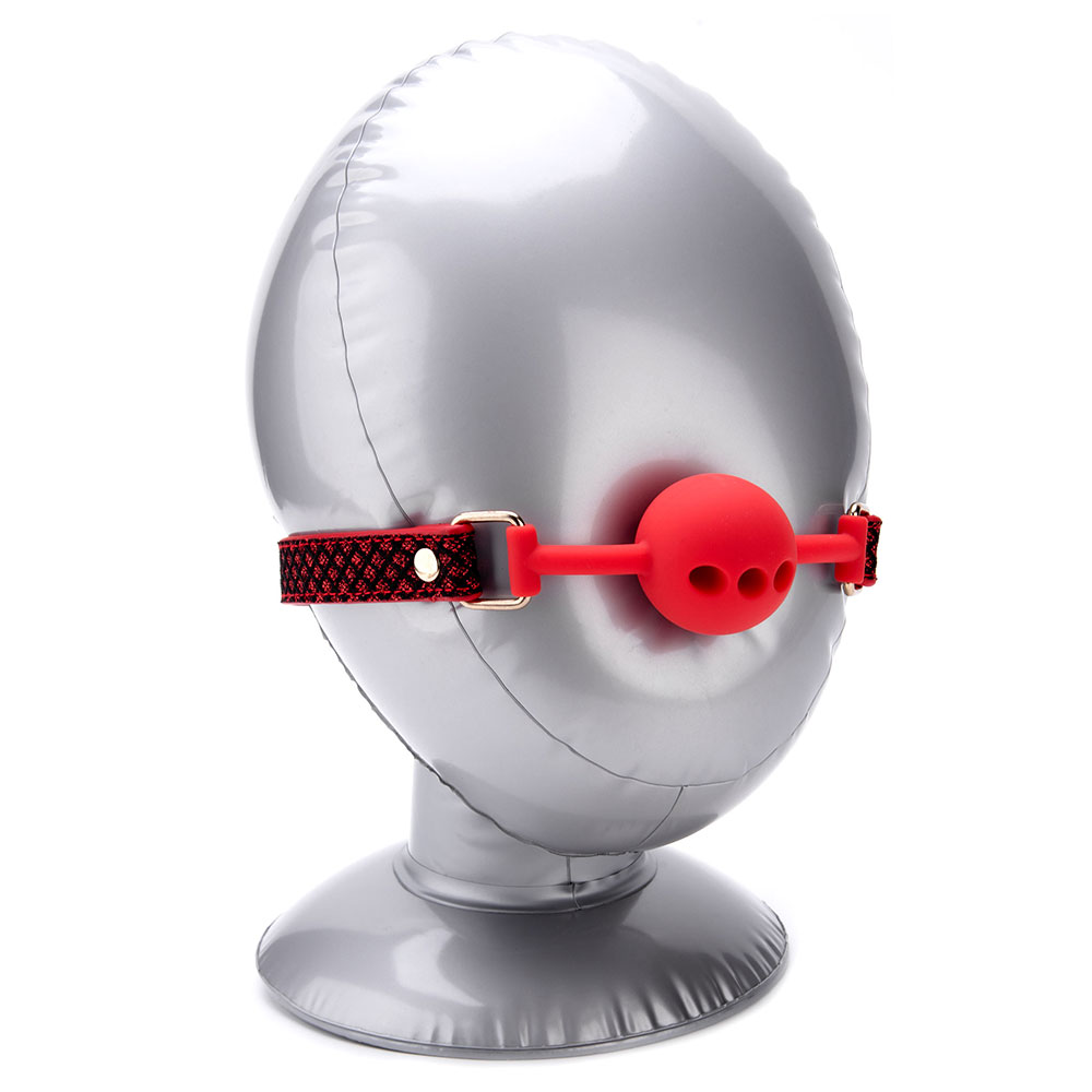 Ball-Sklavenknebel mit schwarzen PU-Lederriemen