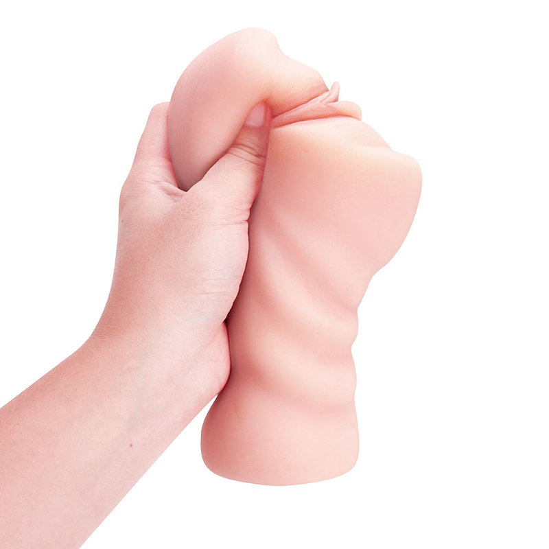 Figa tascabile 2 in 1 con vagina strutturata realistica e ano stretto