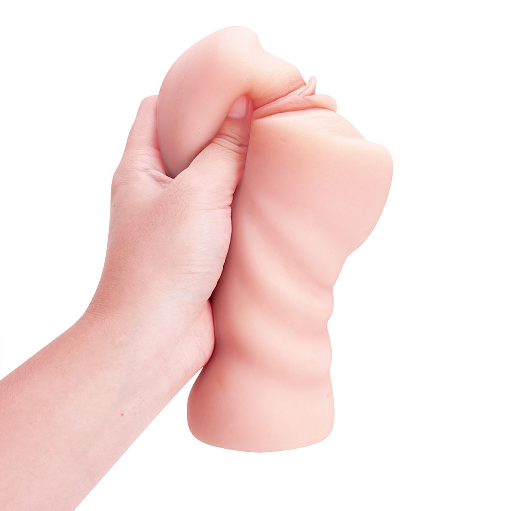 Figa tascabile 2 in 1 con vagina strutturata realistica e ano stretto