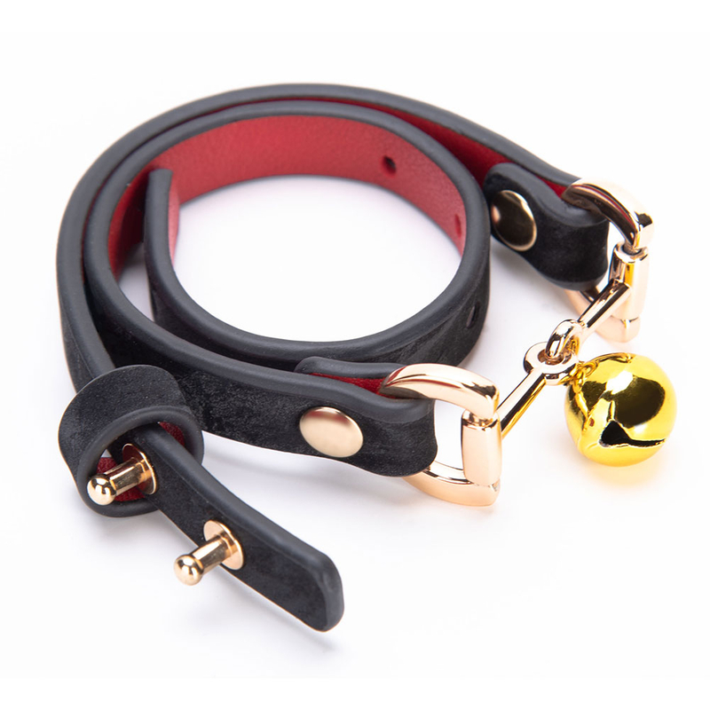 Trendy Little Bell Tame Schwarzes PU-Leder-Eisenhalsband mit verstellbarer Schnalle Gothic-BDSM-Bondage-Halskette f&uuml;r Paare