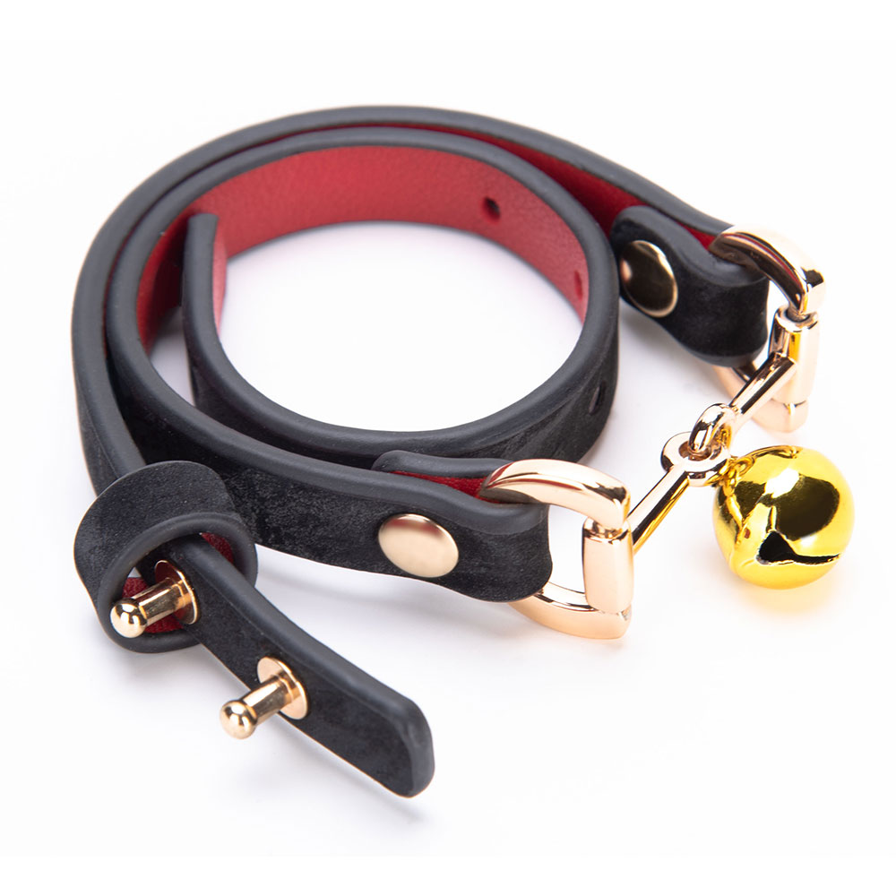 Trendy Little Bell Tame Schwarzes PU-Leder-Eisenhalsband mit verstellbarer Schnalle Gothic-BDSM-Bondage-Halskette f&uuml;r Paare