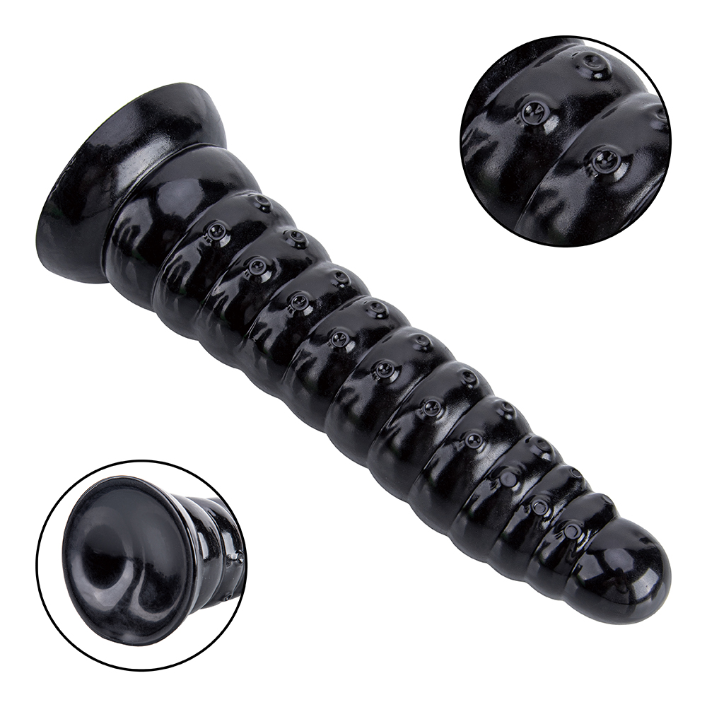 Extra grote zwarte PVC-vuistdildo met kralen Enorme prostaatstimulator voor koppels