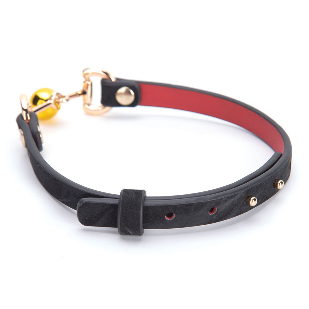Trendy Little Bell Tame Schwarzes PU-Leder-Eisenhalsband mit verstellbarer Schnalle Gothic-BDSM-Bondage-Halskette f&uuml;r Paare