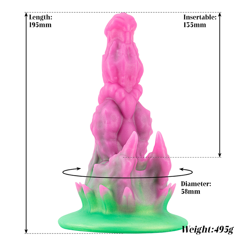 Il dildo spesso e mostruoso di Ultimate Beast con una forte ventosa e un nodo per un intenso gioco fantasy