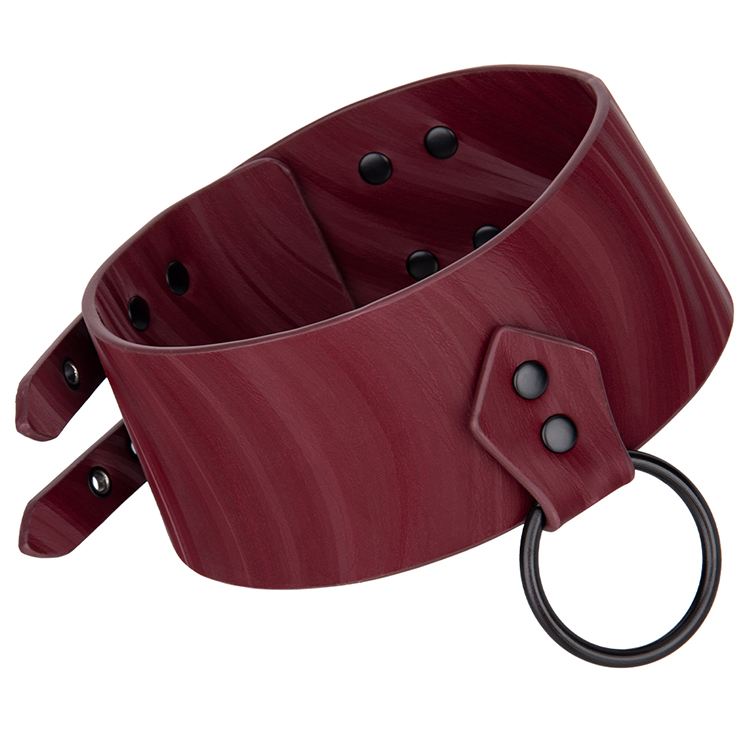 Collare per bondage in pelle PU con fiamma pi&ugrave; venduto Collare per collo di ritenuta per giochi BDSM per coppie