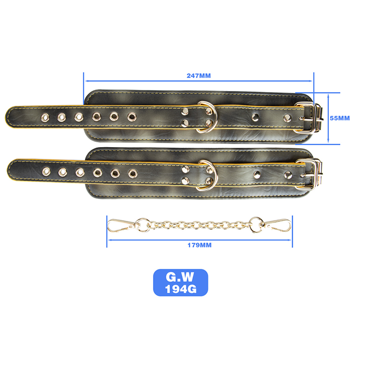 Manette dorate SM Bondage per adulti Giocattoli di ritenuta BDSM in pelle PU per coppie