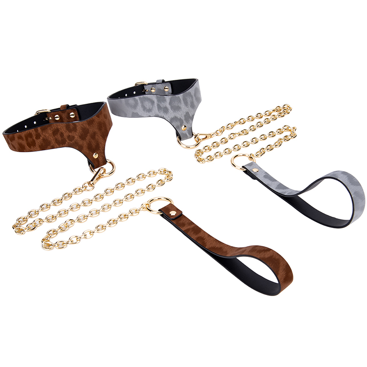 Collare SM di lusso in pelle PU reale con fodera in neoprene e guinzaglio a catena in metallo: morbido equipaggiamento BDSM per il gioco di ruolo da schiavo