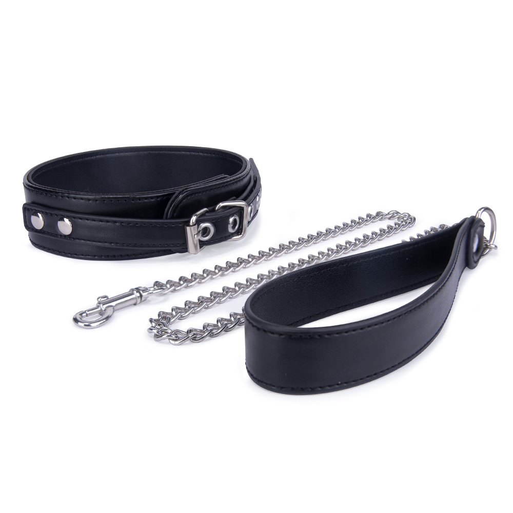 Zwarte BDSM-halsband Bdsm-bondagehalsband en riemset Vrouwen Rollenspel Seksspeeltjes Verstelbare slavensteunen Volwassen producten SM-bondagehalsband voor koppels