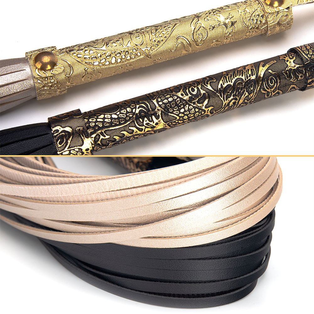 Strumenti per giocattoli sessuali Prodotti SM con frusta in PU oro