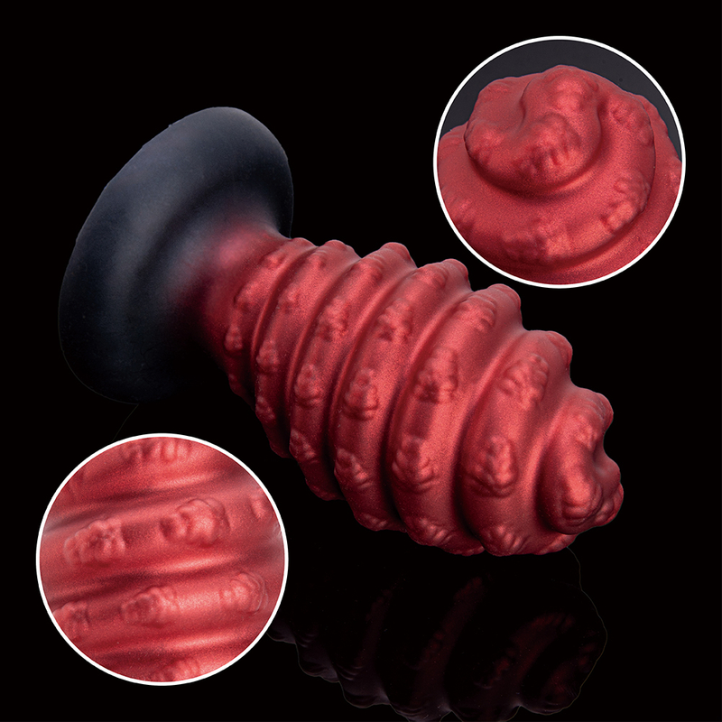  Schwarzer und roter Spiralform-Emulator-Saugnapf, realistischer Erwachsenendildo