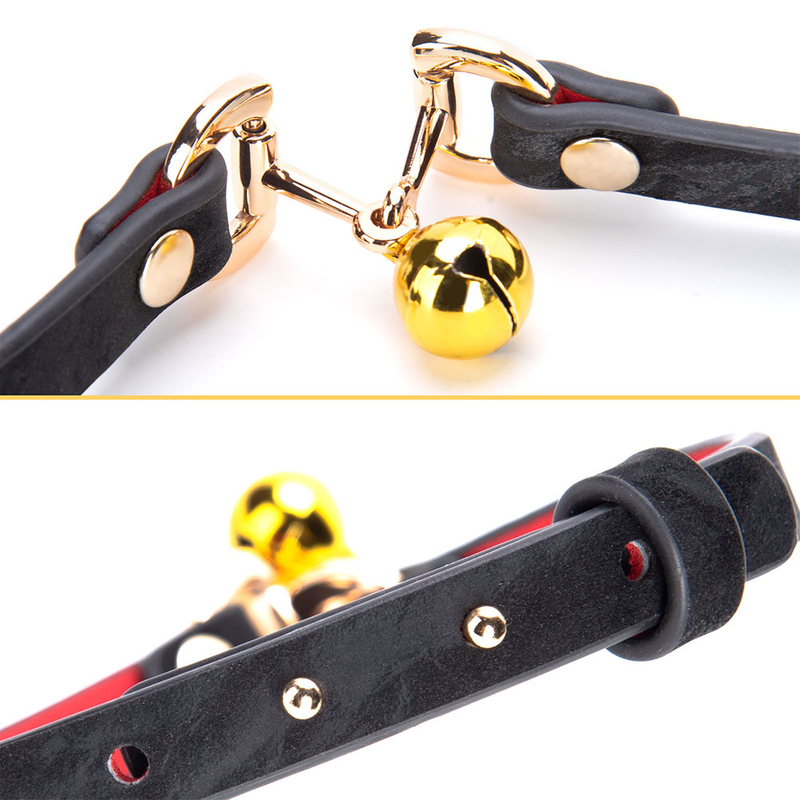 Trendy Little Bell Tame Schwarzes PU-Leder-Eisenhalsband mit verstellbarer Schnalle Gothic-BDSM-Bondage-Halskette f&uuml;r Paare