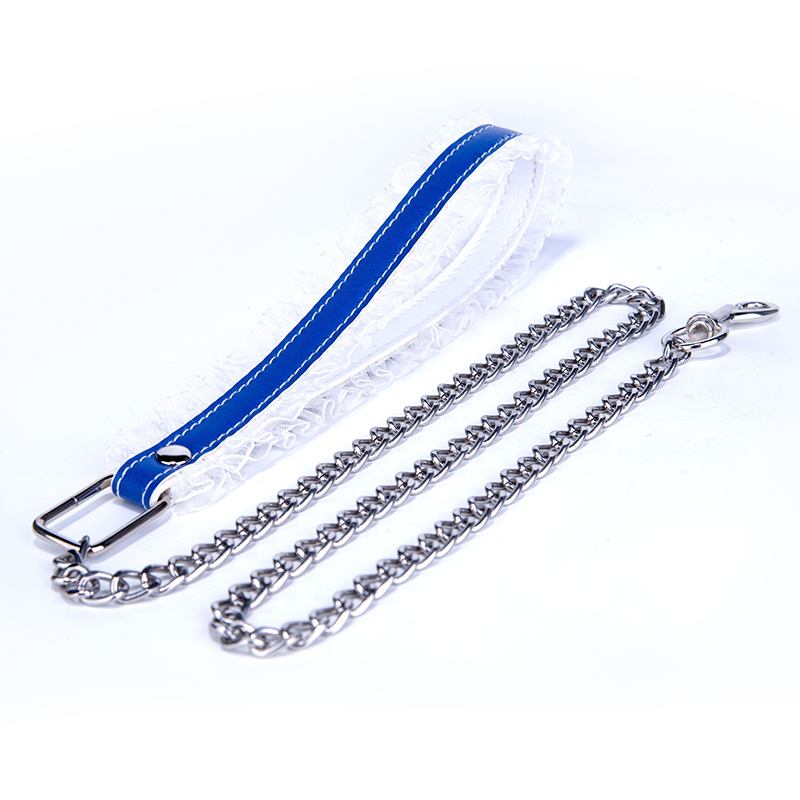 Groothandel SM lederen halsband en ketting met metalen ketting voor koppels Sexy slaaf BDSM choker ketting
