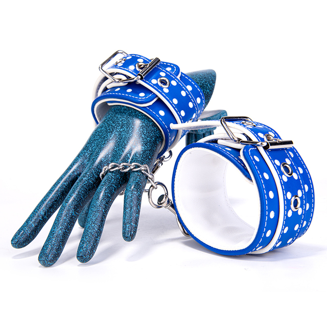 BDSM Bondage Manette in pelle PU blu Giocattoli erotici per adulti per giochi di ritenuta BDSM