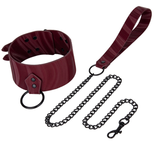 Collare per bondage in pelle PU con fiamma pi&ugrave; venduto Collare per collo di ritenuta per giochi BDSM per coppie