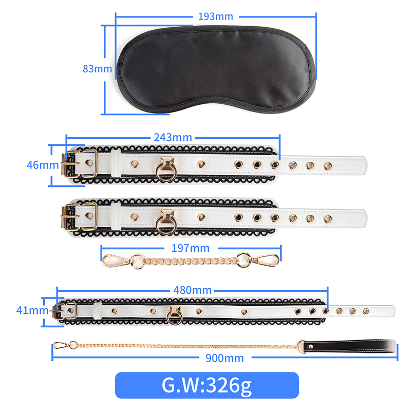 3pcs Set Bed Bondage Set Terughoudendheid Volwassen Spel Riem Sex Handboeien Tepelklem Zweep Kraag Kit Seksspeeltje voor Paar Sex Accessoires