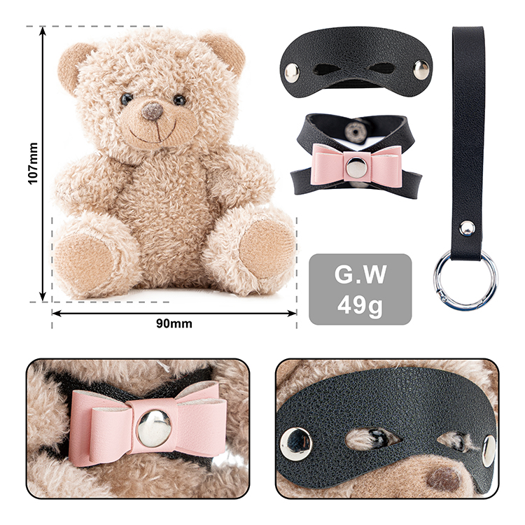 Portachiavi BDSM in pelle PU con fiocco rosa