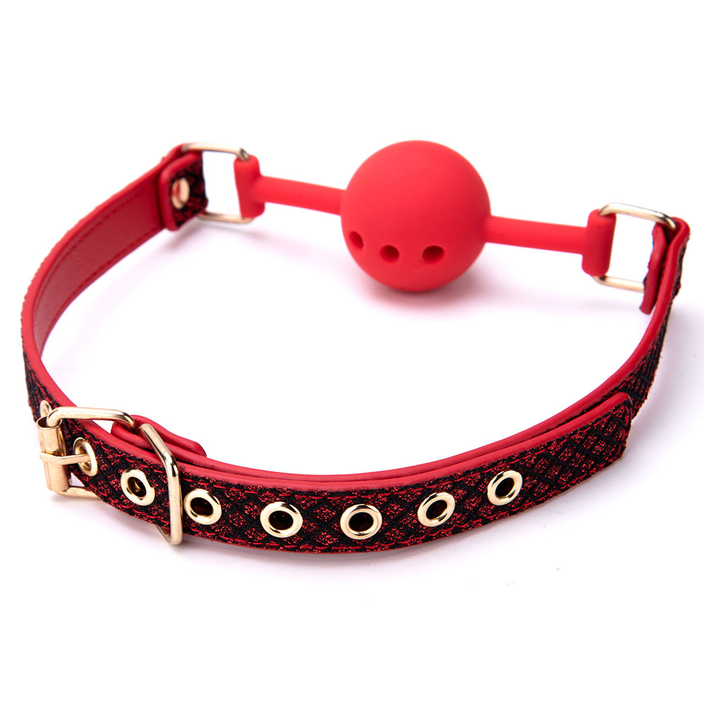 Ball-Sklavenknebel mit schwarzen PU-Lederriemen