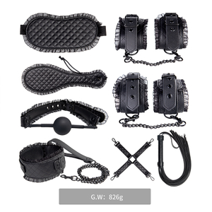8PCS Bondage Kits PU Leder Zur&uuml;ckhaltung Set Fetisch BDSM Getriebe Erotische Rolle Spielen Sex Spielzeug F&uuml;r Paare SM Erwachsene cosplay Spiele