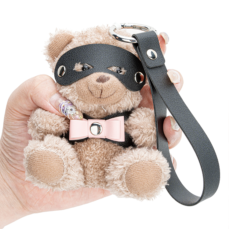 Portachiavi BDSM in pelle PU con fiocco rosa